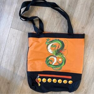 Orange and Black Tote Bag with Dragon Design
